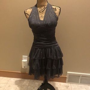 Charcoal grey sparkle formal dress